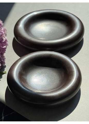 Тарелка "Каменный круг" черного цвета керамическая в изысканном дизайне 20.3см OSM (365549085)