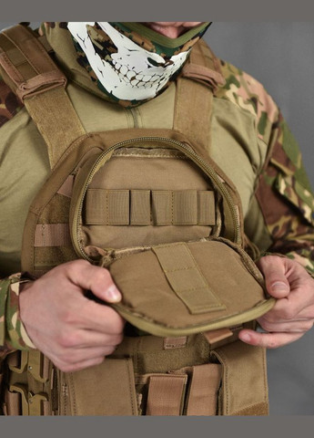 Тактична плитоноска з підсумками із системою Molle койот No Brand (316220559)