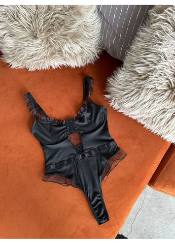 Боди чёрное с декоративной сеткой и регулируемыми бретелями Vital-Textile 268/63 (361853702)