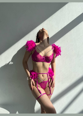 Рожевий демісезонний білизна do2293/3 (пір'я+ланцюжок фуксія) Ghazel