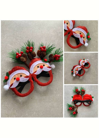 Набір новорічних окулярів, 5 шт. (ялинки, сніжинки, Санта Клаус, шапка новорічна, банти), для святкової вечірки No Brand (315719916)