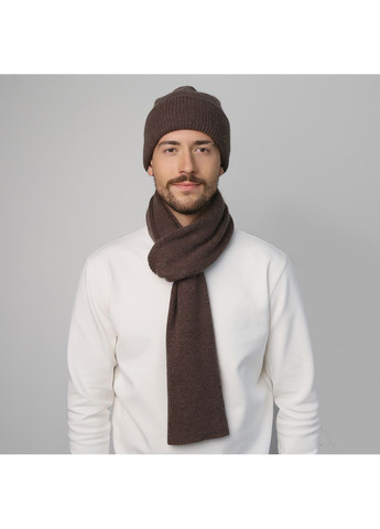 Набор шапка бини + шарф мужской шерсть коричневый GEORGE 694-898 LuckyLOOK 694-898M (322789128)
