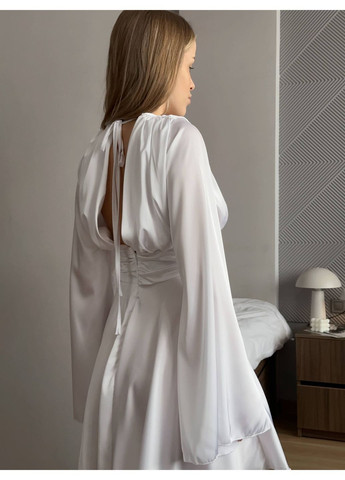 Білий повсякденний, коктейльна, вечірня, кежуал жіноча сукня з спідницею-сонце No Brand однотонна