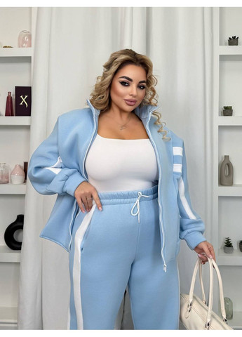 Костюм спортивный ОВЕРСАЙЗ с качественным накатом, тренировка на флисе, штаны и кофта на молнии Україна (365574382)