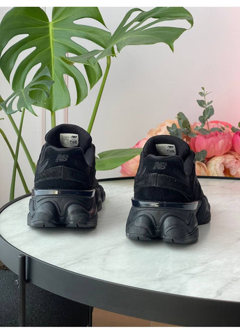 Черные демисезонные кроссовки мужские и женские new balance 9060 triple black | нью баланс 9060 черные No Brand