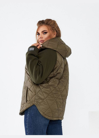 Оливкова (хакі) демісезонна жіноча демісезонна куртка з капюшоном коротка No Brand