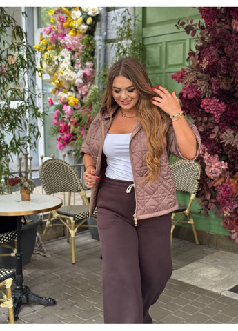 Жилетка жіноча стьобана з капюшоном і кишенею-кенгуру (Заміри в описі) DK/DL Мода без кордонів (366725459)