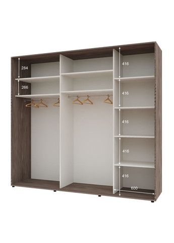 Шкаф-купе трехдверный Комфорт Мебель 250*60*220 см Трюфель 3 двери Зеркало Стандарт Комфорт Меблі (360437567)