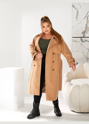 Бежевое демисезонное Теплое кашемировое пальто бежевого цвета 29659 Fashion