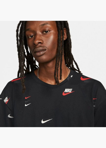 Чорна футболка чоловіча m nsw tee m90 12mo lbr aop black dz2991-010 Nike