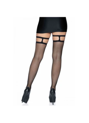 Панчохи в сіточку з чорними підв'язками Thigh highs with garter top O/S Leg Avenue (347313188)