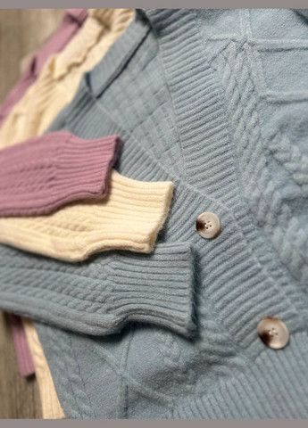 Светло-лиловый вязаный кардиган на пуговицах, цвет лиловый. No Brand