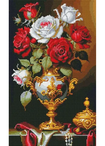 Алмазная мозаика «Розы в вазе» 30×50 см, голографические алмазики (TP911) ColorArt (410362259)