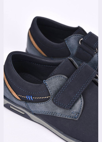 Темно-синие туфли детские для мальчика темно-синего цвета на липучке Let's Shop