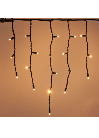 Гирлянда штора бахрома новогодняя на черном проводе с работой от сети 10х1,5 м 200 лампочек (482011-Prob) Теплая белая Unbranded (369570036)