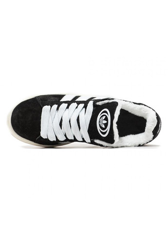 Чорні Зимовий кросівки чоловічі adidas campus 00s black white fur адідас кампус No Brand