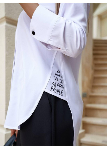 Комбінована блуза подовженного крою, арт. 454/1, біла KHAN