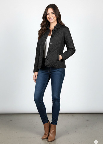 Черная демисезонная женская демисезонная стеганая куртка rk-017 черный Number Nine