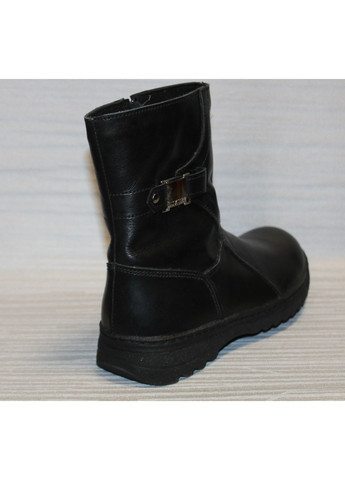 Черные зимние сапожки зимние подростковые из натуральной кожи на молнии. Walker