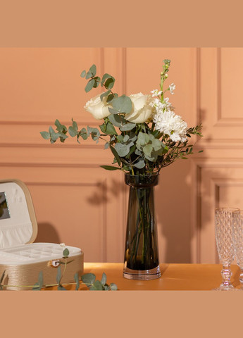 Ваза цилиндр для цветов 25.5 см. Т-образная стеклянная ваза 800 мл. Черная Т-образная стеклянная ваза 800 мл. Flower Season (328446740)