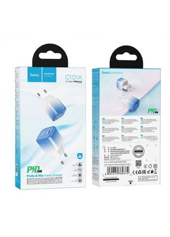 Мережевий зарядний пристрій C101A single port PD20W charger Ice Blue Hoco (325428958)