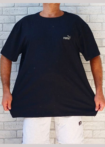 Чорна футболка чоловіча однотонна супер батал великого розміру чорна накат, 95% бавовна 5% еластан з коротким рукавом No Brand