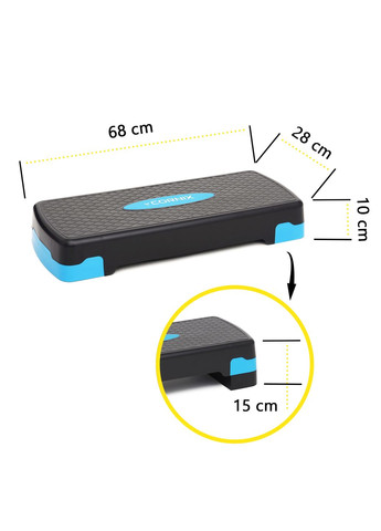Степ-платформа 2-ступінчаста 68 х 28 х 10-15 см Black/Blue Cornix XR-0191 (275654220)