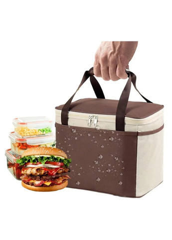 Термосумка сумка термобокс для переноски транспортировки хранения продуктов напитков 29х22х20 см (477844-Prob) Коричневая Unbranded (300361274)