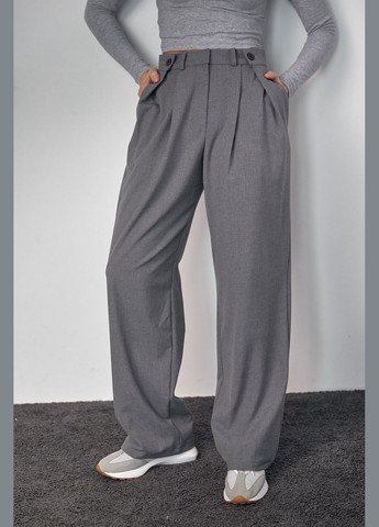 Классические брюки с акцентными пуговицами на поясе - темно-серый Lurex (278400562)