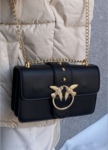 Женская сумка кросс-боди через плечо с птичками черная No Brand (284238110)