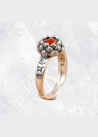 Кольцо женское в этническом стиле имитация красный Агат колечко в виде цветка лотоса р регулируемый Fashion Jewelry (285110746)