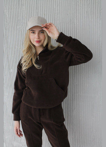 Темно-коричнева повсякденний, кежуал довга сукня з капюшоном на флісі Vakko однотонна