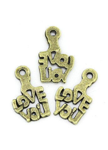 Підвіски металеві Кулон люблю тебе Love you Антична бронза 15 мм x 9 мм Finding (332793186)