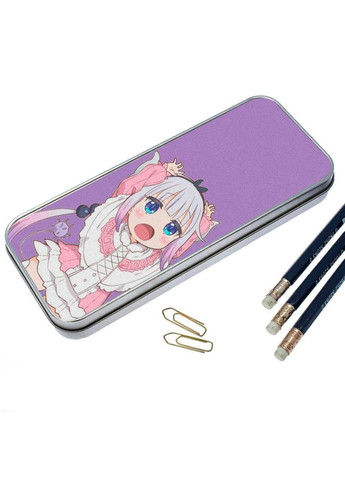 Пенал шкільний для хлопчика та дівчинки металевий Аніме Драконопокоївка пані кобаяші #010 7*18 см Silver No Brand (309152209)