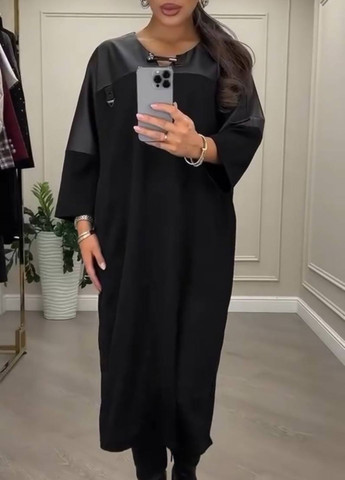 Чорна повсякденний комбінована сукня вільного крою Україна