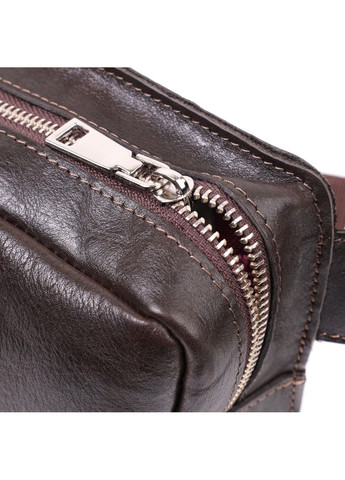 Прямоугольная сумка бананка из качественной натуральной кожи 22575 Коричневый Grande Pelle (292920531)