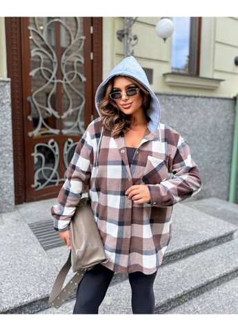 Сорочка з капюшоном з турецького флісу в клітинку — ЗАМІРИ В ОПИСІ DK/DL Мода без кордонів (370236328)