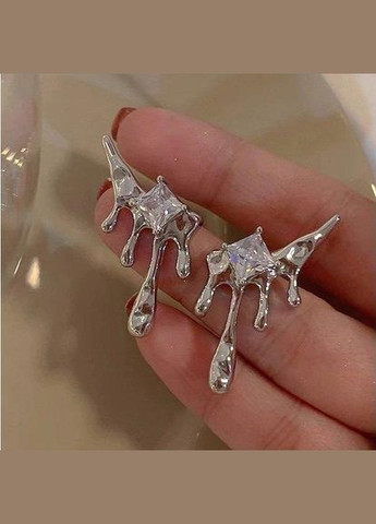 Стильні сріблясті сережки з кристалами, 5103 Fashion Jewelry (338431199)