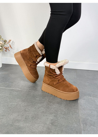 Зимние ботинки женские shoes коричневые Paradize без декора из натуральной замши