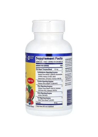 Ферменти для травлення для дітей, Kids Digest,, фруктовий смак, для веганів, 90 жувальних таблеток Enzymedica (366449047)