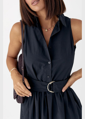 Черное откровенный хлопковое платье с воротничком - бежевый цвет Lurex