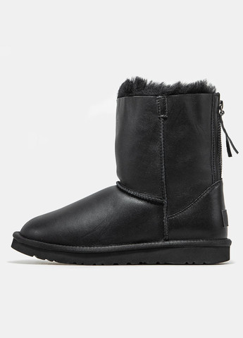 Угг із змійкою Чорні Шкіряні Classic Black Leather Zip UGG (315411474)