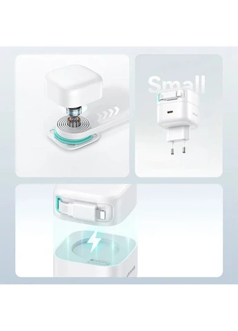 СЗУ US-CC209 GaN With Lightning Magnetic Retractable Cable Module XMF Ser. 35W (2USB-C) USAMS (389075547)