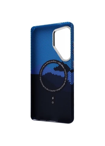 Чехол Gleam Case with Magnetic Ring blue stripes Wave Samsung Galaxy S24 Ultra (365748970)