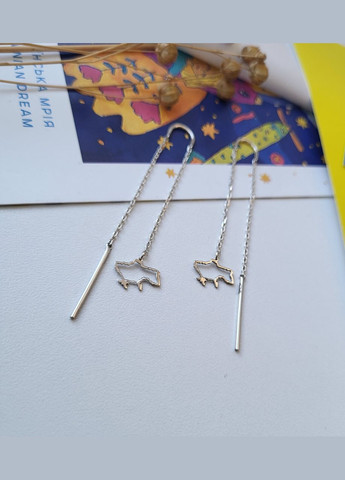 Срібні сережки-ланцюжка протяжки Моя Україна 2008/1 No Brand (306742667)