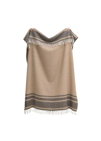 Плед на односпальную кровать 140х200 с шерстью бежевый с коричневым 22440076 Lanavitta (322859759)