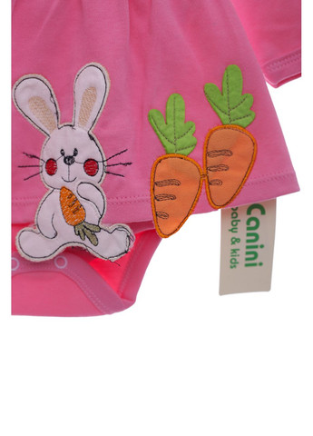 Боди-платье с длинным рукавом для девочки С зайкой розовое хлопок MiniPapi 50 см (37988) BABYKROHA (297200144)