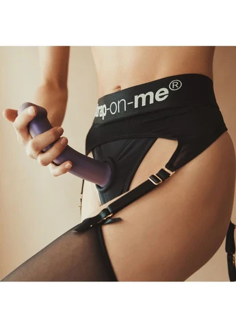 Трусы для страпона с подвязками для чулок, черные, XL Strap-On-Me (382347113)
