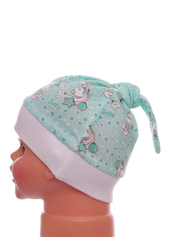 Шапка з вузликом кулір м'ятний ведмедик 1м+ (52008) BABYKROHA (315748236)