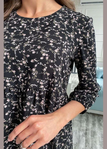 Чорна повсякденний, кежуал сукня з пишною спідницею Seventeen з квітковим принтом